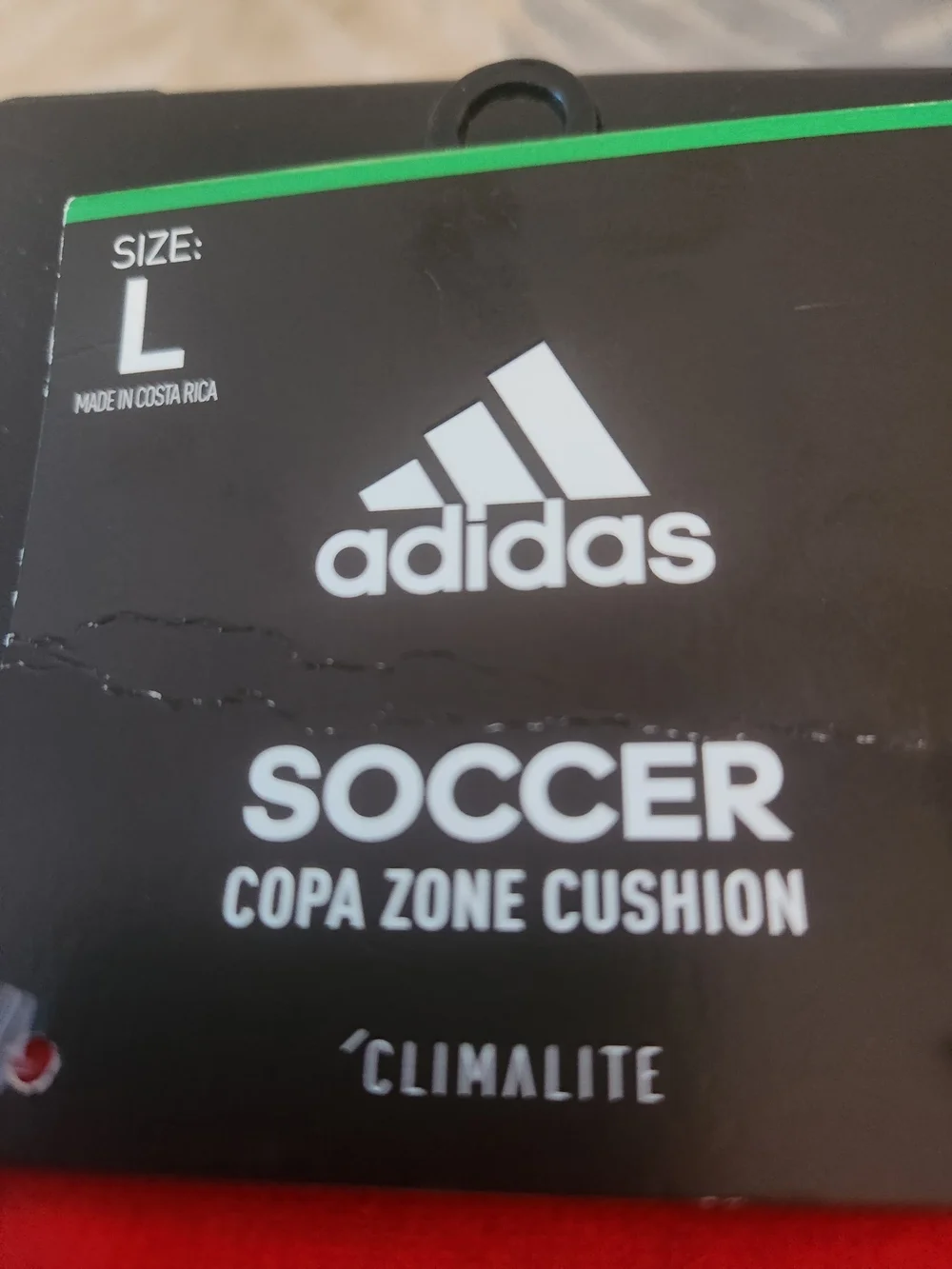 ADIDAS Red  Soccer Copa Zone Cushion Socks Size L NEW! White Logo